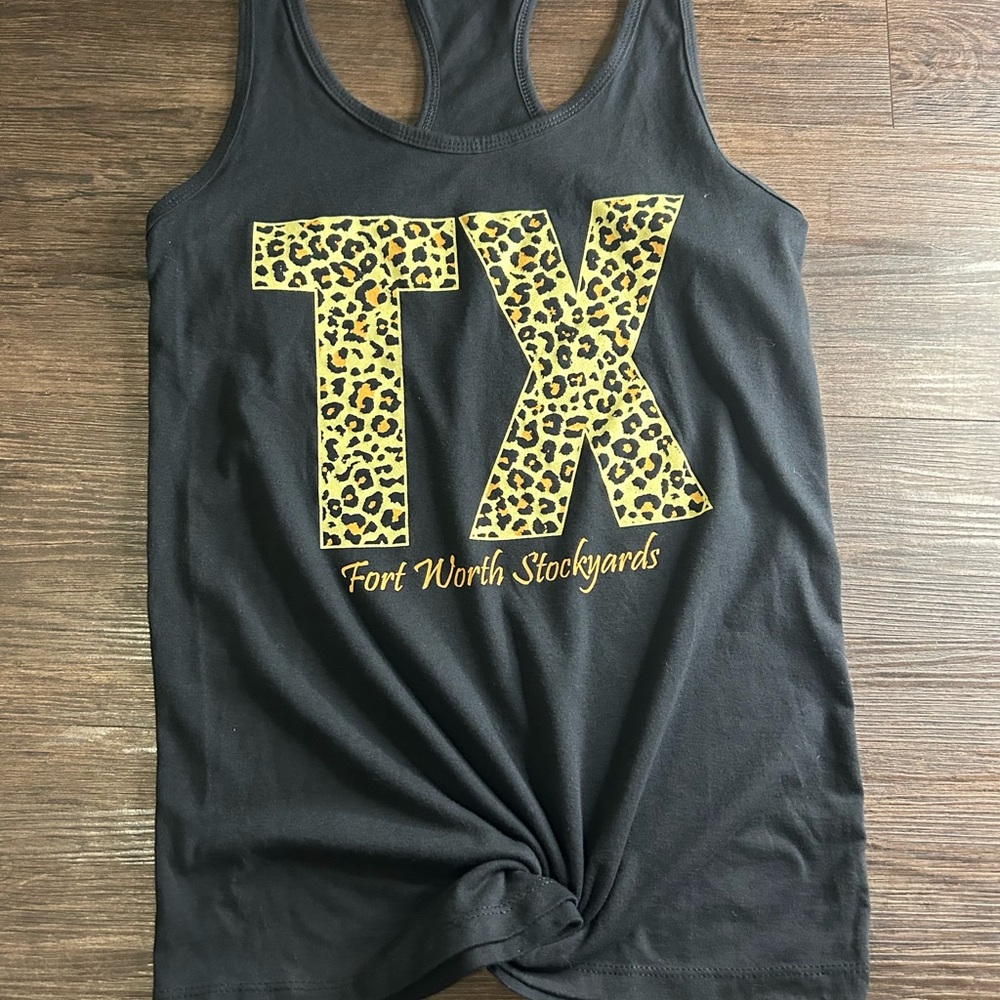 Black Leopard Print TX Tank Top